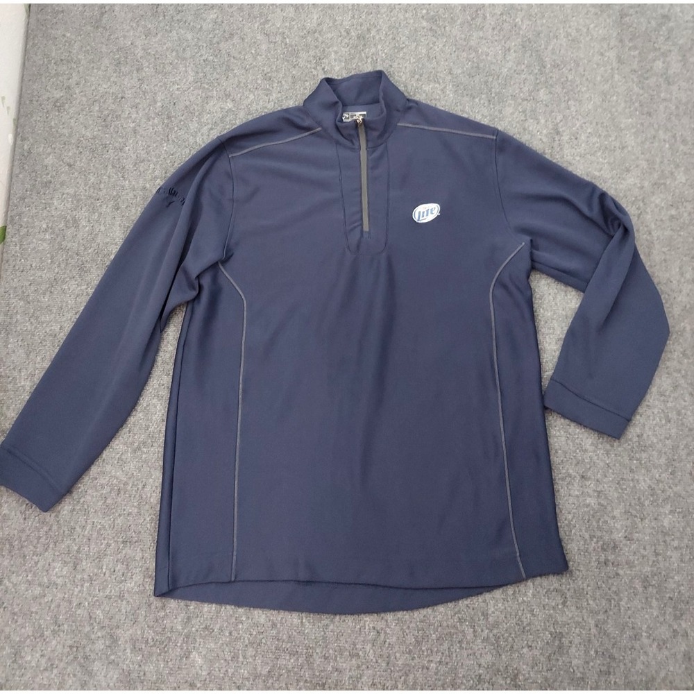 Callaway Golf Pullover Mens 2XL Blue MILLER LIGHT Beer 1/4 Zip Logo
